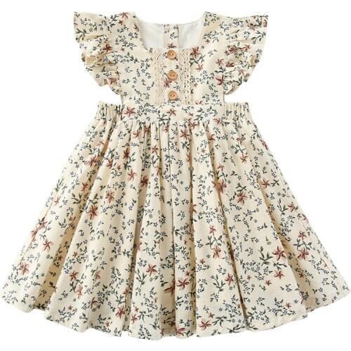 2021 New Summer Girls' Dress Baby Cute Flower Pleated Sleeveless Party Princess Dress Childrens Toddler Kids Girls Clothing