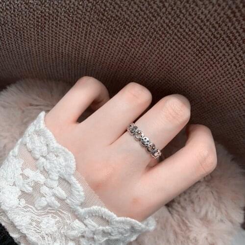 Hollow Funny Smile Face Punk Women Mens Open Rings Free Adjustment Vintage Silver Color Unisex Hip Hop Jewelry Gifts 2021 Trend