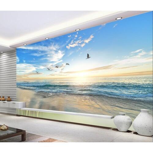 Beibehang Custom wallpaper sea sunrise background wall paper home decor living room bedroom 3d TV background wall 3d wallpaper