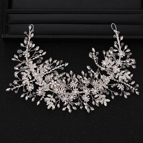Luxury Wedding Hair Accessories Silver color Baroque Rhinestone Crystal Headdress Queen Head Band Bride Hair ornaments Handmade