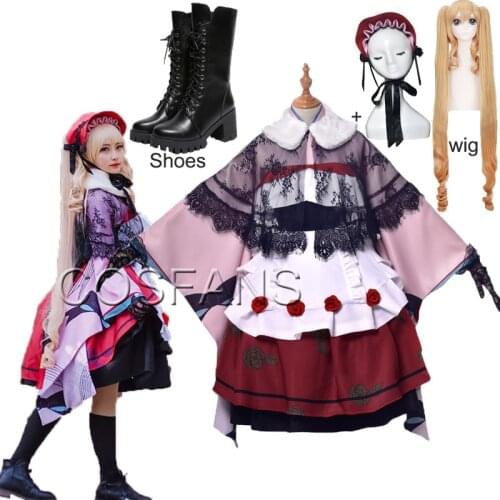 Rozen Maiden 15th Anniversary Reiner Rubin Shin ku Kimono Apron Dress Uniform Outfit Anime Cosplay Costumes Wigs and shoes