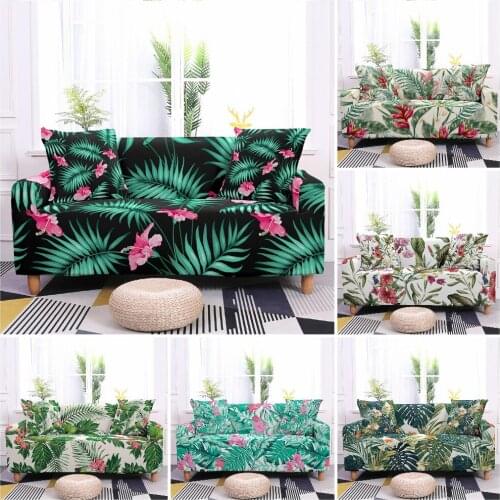 Leaves Pattern Elastic Sofa Slipcover for Living Room Universal Sofa Cover Flower Printed Couch Cover 1/2/3/4 Seaters