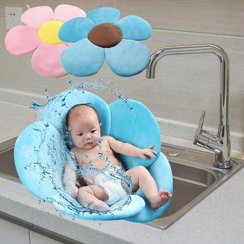 Baby Shower Blooming Flower Newborn Bathtub Foldable Lotus Cushion Skin Bath Pad Play Mat Portable Bath Tub Soft Seat 80cm