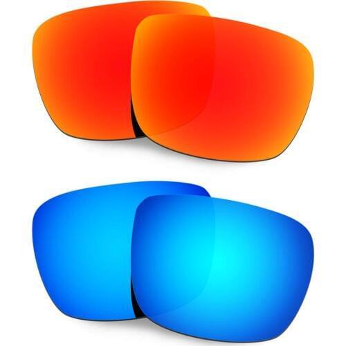 HKUCO For Spy Optic Helm Sunglasses Polarized Replacement Lenses 2 Pairs Red & Blue