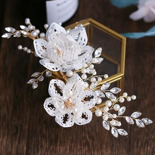 Bridal White Flower Hairpin Handmade Wedding Hair Accessories Headdress BN