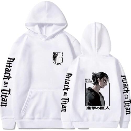 Autumn Unisex Hooded Anime Attack on Titan Long Sleeve Loose Hoodie Men Women Sweatshirts Casual White Pullovers Streetwear