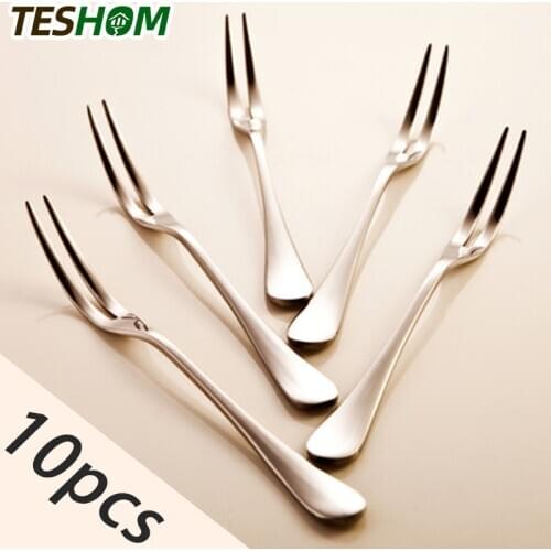 10pcs/lot 13cm Stainless Steel Fruit Forks For Restaurant Cafeteria Home Party Dessert Fork Lovely Fruit Fork Tableware