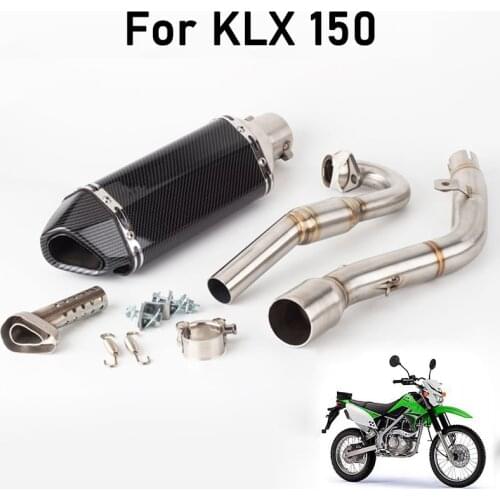 For KLX150 Slip-on Exhaust Headers Front Pipe Elbow Muffler for Laser Marking DB Killer Escape Moto for Kawasaki KLX 150BF 150L