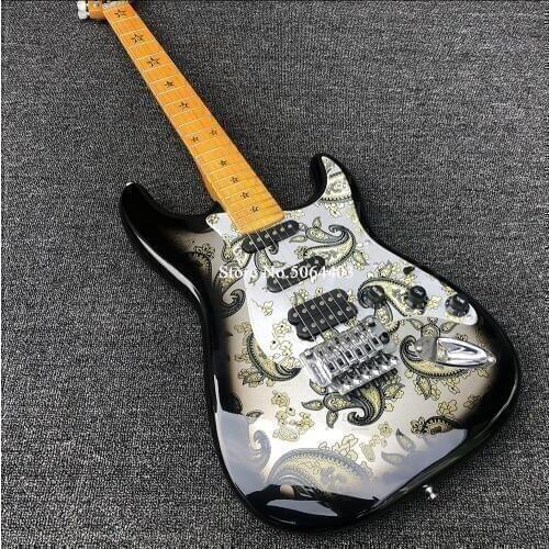 High quality electric guitar, maple fingerboard retro color, front and rear stickers electric guitar, double wave electric guita