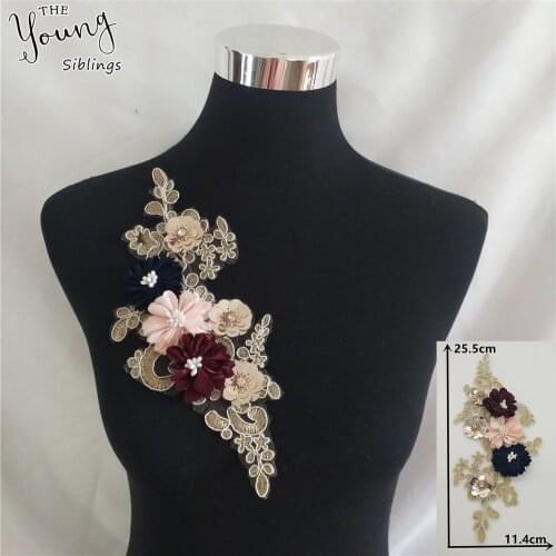 New arrive Sequin Embroidery Lace Collar 3D Flower Lace Neckline Sewing DIY Clothing Decorate Applique Accessory Craft supplies