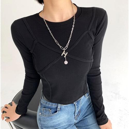 Womens Bottoming Shirt With 2021 Autumn and Winter New Style Foreign Short Tops Slim Long-Sleeved T-Shirt Trend