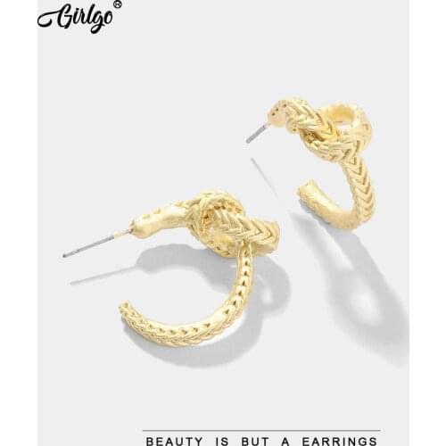 Girlgo Simple Style Gold Color Hoop Earrings For Women 2020 Fashion Jewelry Round Metal Statement Earring Cute Dress Accessories