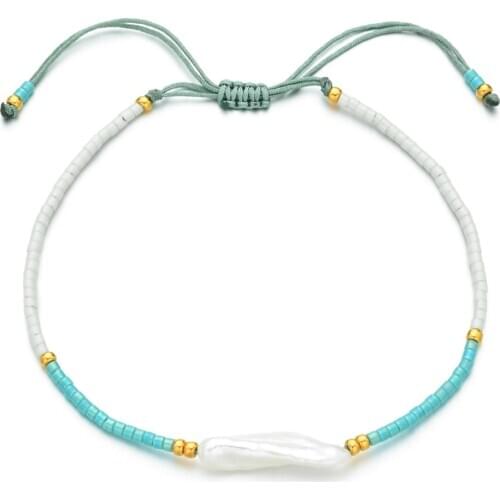 ZMZY Thin Minimalism Bohemian Bracelet Femme Girls Friendship Bracelets for Women Miyuki Beads Natural Pearl Bracelet Jewelry