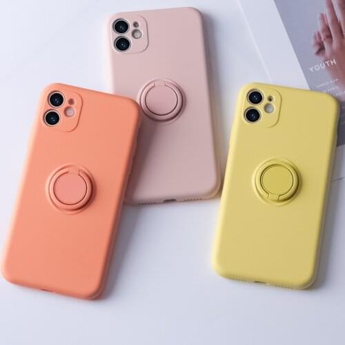 The Liquid silicone Apple Phone case with ring stand Iphone 11 protective case SE2 perforated silica gel 6