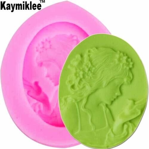 M746 1PCS Retro Frame Head Woman Silicone Mold DIY For Cake Fondant Chocolate Sugarcrafe Gumpast Decorating Baking Tool