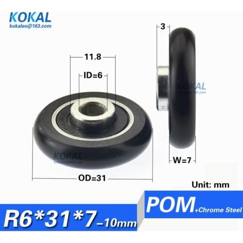 [R0631-7-10] 10PCS high quality sliding window door aluminum guide round type non-standard ball bearing wheel pulley 0631T 6*31