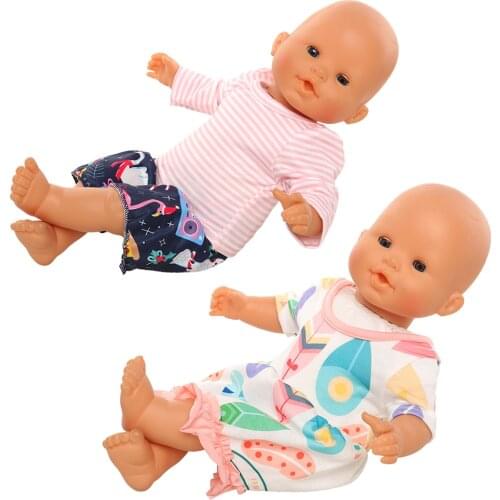 2 Pieces/set Fashion Kawaii Baby Girl Clothes Dress for 43 cm Baby New Born Cheap Dolls Accessories Kids Toys Birthday Gift