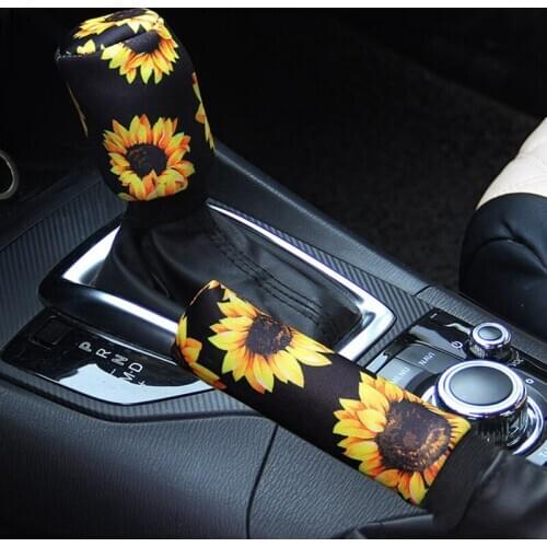 2pcs/set Universal Car Shift Knob Cover Hand Brake Cover Sleeve Automobile Interior Accessories
