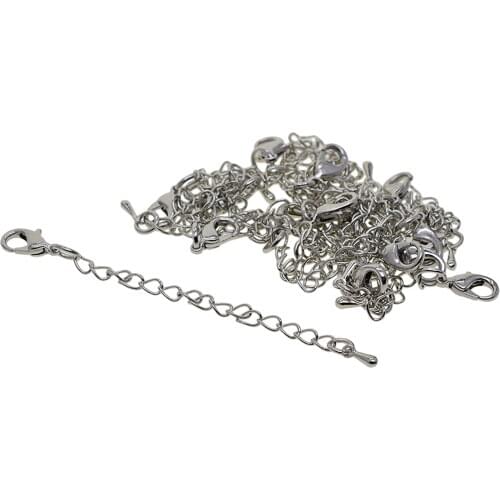 20Pcs Silver Necklace Chain Extender Extension With Lobster Clasp Findings
