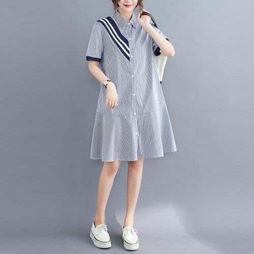 2021 New Arrive Summer Maternity Dress Woman Casual Striped Large Size Dresses Pregnant Woman Clothing MD-03056