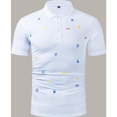2021 spring and summer new mens plus size embroidered short-sleeved polo shirt casual top 100% cotton