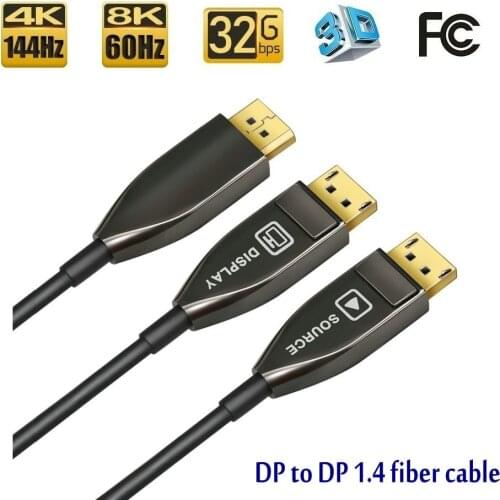 50M Fiber DP to DP Cable Male to Male 32Gbps High Speed 8k@60HZ 4K@140HZ,1.4 Display Port for Big Game HDTV Projector,PC Host