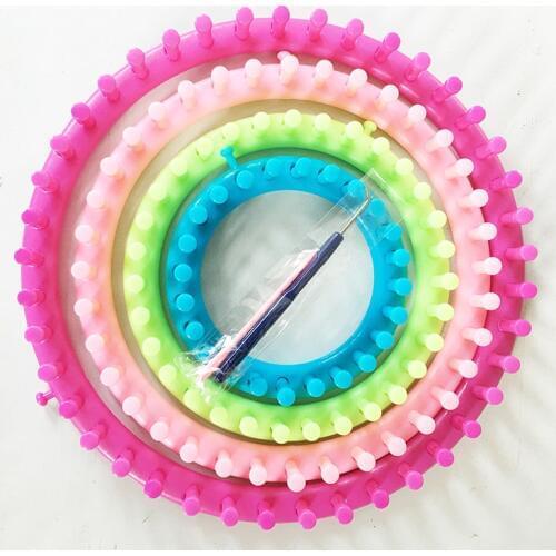 Useful 6Pcs/set DIY Knitting Tool Set Round Knitter Looms Ring Yarn Needle Sock Scarf Hat Maker Weave Loom Kit Craft Sewing Tool