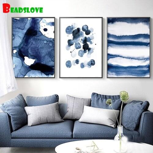 Diy Diamond Painting Nordic Modern Abstract Geometric Style Graphics Blue Pictures 5D Full Square Round diamond keychain