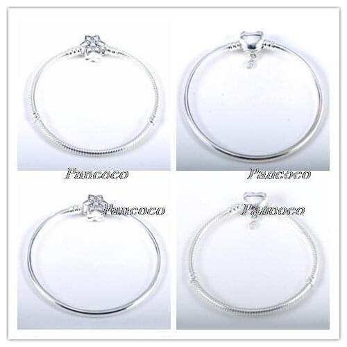 925 Sterling Silver Bracelet Moments Infinity Heart Clasp Snake Bangle Bracelet Fit Women Bead Charm Fashion Jewelry