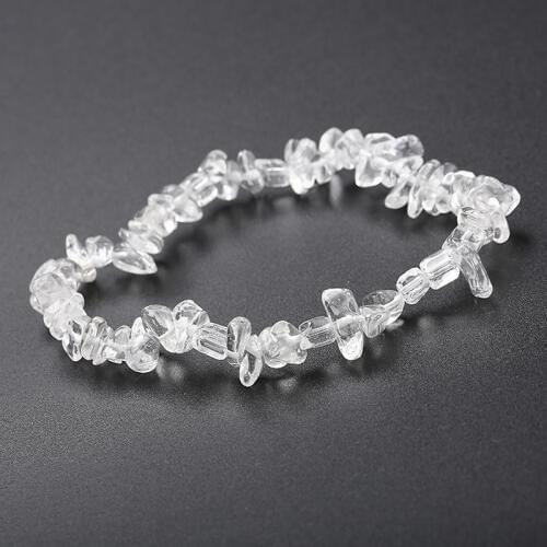 Natural Healing White Crystal Stone Bracelets Gravel Bracelet Quartz Irregular Chip Beads Reiki Strand Bangle Women Girl Jewelry