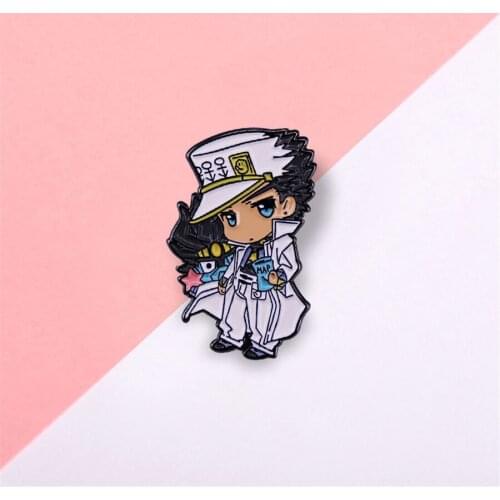 JOJOs Bizarre Adventure Diamond is unbreakable Enamel Pins and Brooches Women Lapel Pin Backpack Bags Hat Badge Metal Figure