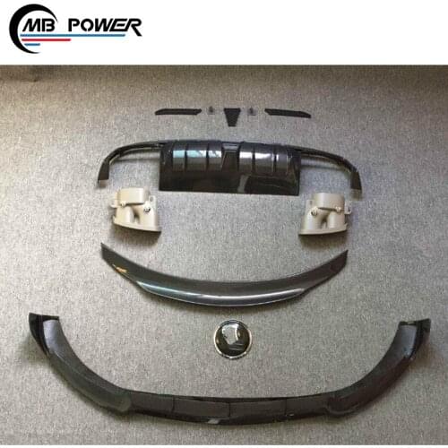 C63 w205 brabas carbon finber parts full set with carbon finber front lip diffuser and muffler tips and carbon rear wing