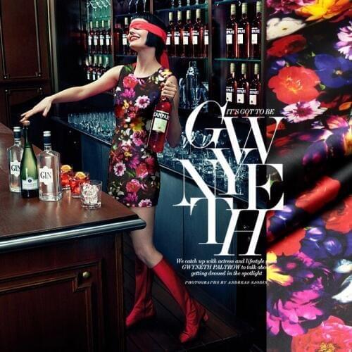 CNUM SP194 Pure Silk/ Flower Series /Silk Fabric Printed Elastic 93%Silk 7%Spandex/Width1.52yd Thickness19mm/Unit:Meter