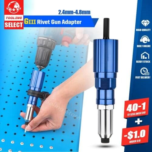 Electric Drill Into Riveter 2.4mm-4.8mm Rivet Nut Gun Insert Pull Rivets Drill Adapter Cordless Riveting Power Tool Accessories