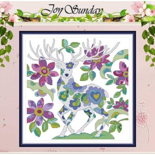 Deer Cartoon Painting Counted 11CT 14CT Cross Stitch Set DIY wholesale Chinese Cross-stitch Kit Embroidery Needlework Home Decor