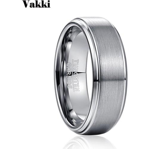 Classic Mens Tungsten Steel Ring 8MM Silver Color Frosted Surface Tungsten Steel Wedding Ring For Men Jewelry Fathers Day Gift