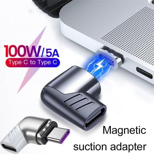 USB C To Type C Magnetic Charge Adapter PD100W 5A Fast Charging Cable Converter Right Angle 480Mbp/s Data Sync Connector