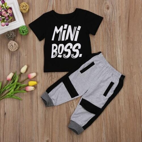 Fashion Summer Children Clothing Baby Boy Clothes Casual Toddler Kids T-shirt Tops Pants Outfits Set Clothes 1-6T
