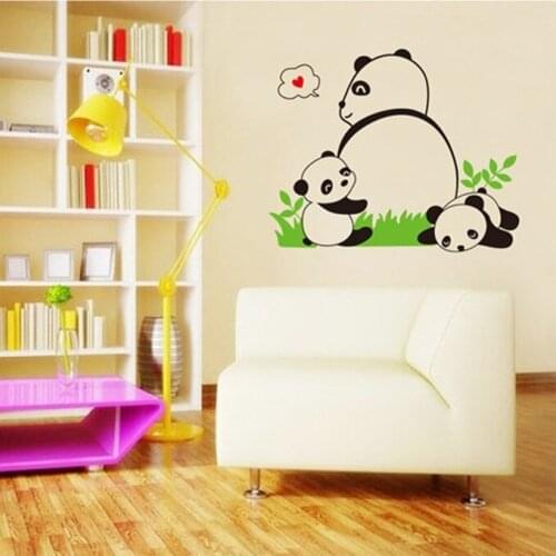 Cartoon Animal Panda Family Lovey Wall Sticker Nursery School Children Room Living Room Bedroom Home Decoration Art Stickers