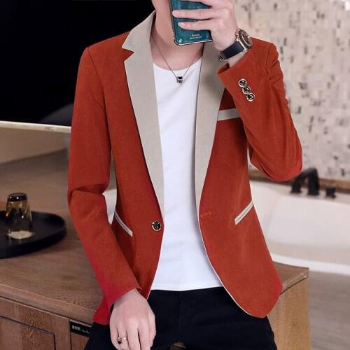 2022 Mens Spring New Color Matching blazer Youth Slim Fit Leisure blazer