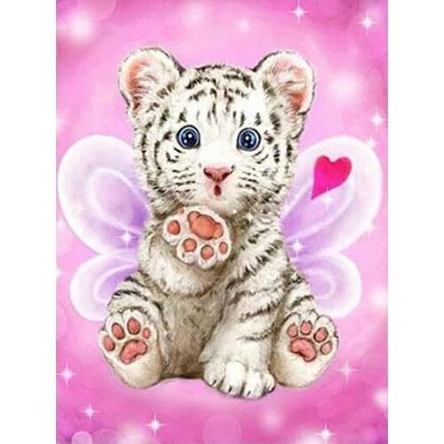 5D DIY Full Square New Diamond Painting Tiger Diamond Embroidery Cross Stitch Cartoon Round Full Drill Mosaic Kit Children Gift
