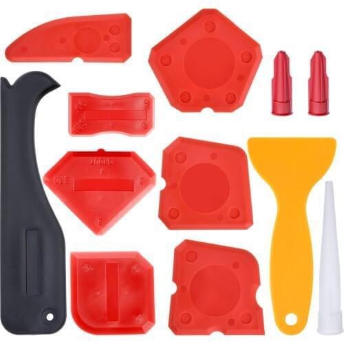 12 Pieces Caulking Tool Kit Silicone Sealant Finishing Tool Grout Scraper Caulk Remover and Caulk Nozzle and Caulk Caps