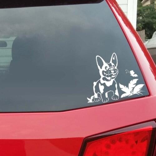 18CM*14.3CM Playful Bulldog Breed Dog Puppy Pet Vinyl Decal Car Stiker Black/Silver C10-00486