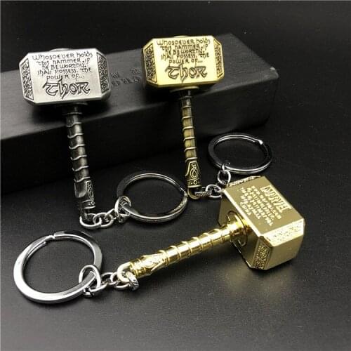 2021 New Marvel Figure Thor Hammer Metal Key Chain Men Women Car Key Ring Movie Fans Accessories Boy Style Key Chains