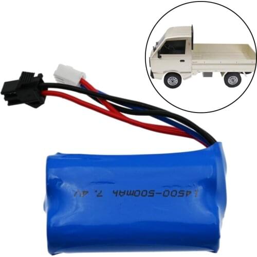 RC 2s 7.4V 500mAh Rechargeable Lithium Polymer Batteries for WPL D12 1:10 Scale RC Pick-up Truck Hobby Car Accessories