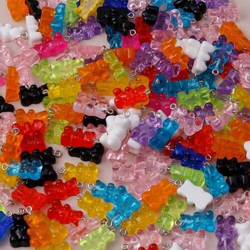 Candy Color Gummy Mini Bear Charms for Making Cute Earrings Pendants Necklaces DIY Creative Jewelry Finding