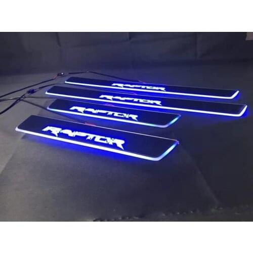 Osmrk Nerf Bars & Running Boards with led moving door scuff plate sill overlays dynamic light welcome lamp for ford raptor