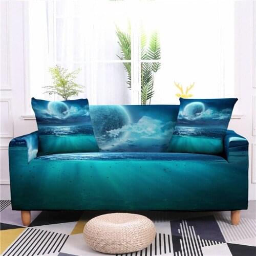 1/2/3/4 Seat Sectional Sofa Cover Marine Digital Printing Stretch Slipcover All-inclusive Dust Proof Couch Cover for Living Room