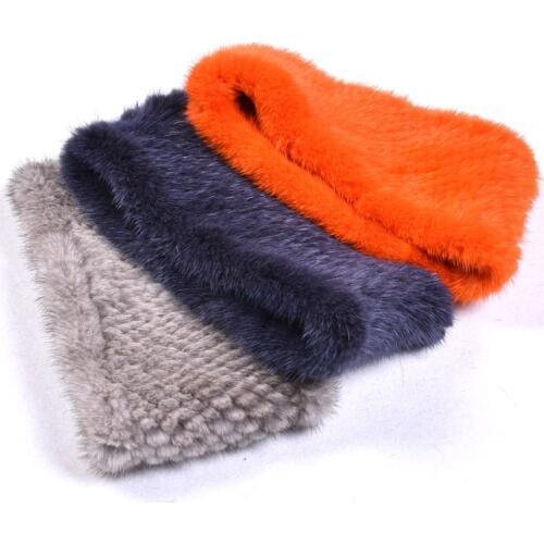 Hearwear Ring Knitted Scarves women 100% Genuine Fur Scarves wraps female Scarves ladies mink fur shawls for women wraps lady