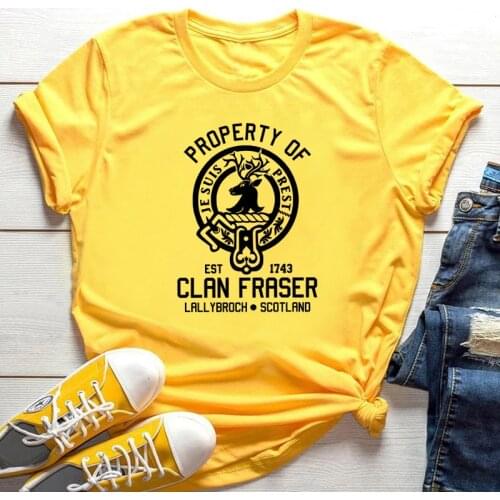 Property of Clan Foster Women T-Shirts Outlander Book Series Shirt Jamie Fraser Sassenach Shirts Vintage Tee Tv Shows Casual Top